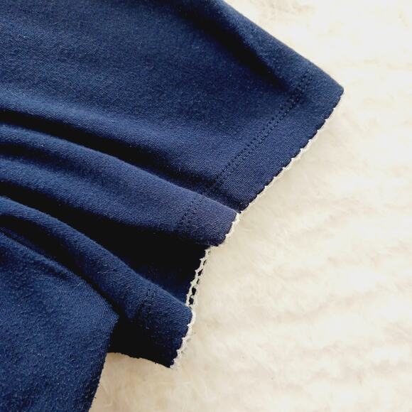 Top Size XL Navy White Embroidery Cruise Nautical Sailorcore Coastal Classic Y2K - Picture 4 of 14